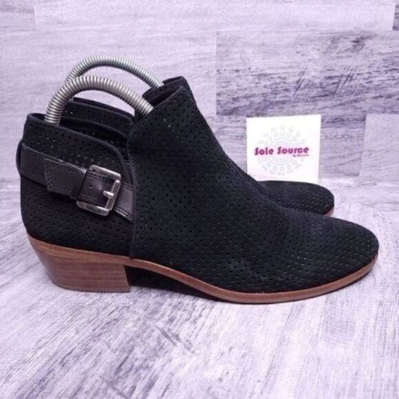 Sam Edelman Shoes - Sam Edelman Paula Suede Perforated Heeled Ankle Boot Black Women's sz 8